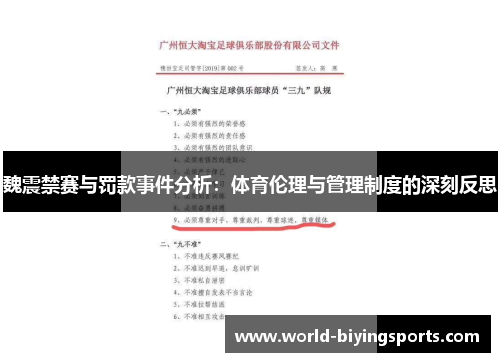 魏震禁赛与罚款事件分析:体育伦理与管理制度的深刻反思 魏震禁赛与罚款事件分析:体育伦理与管理制度的深刻反思